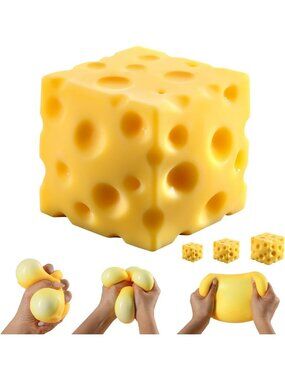 Yellow Big Cheese Squishy Fidget Toy - Stress Relief Ball for Adults & Teens